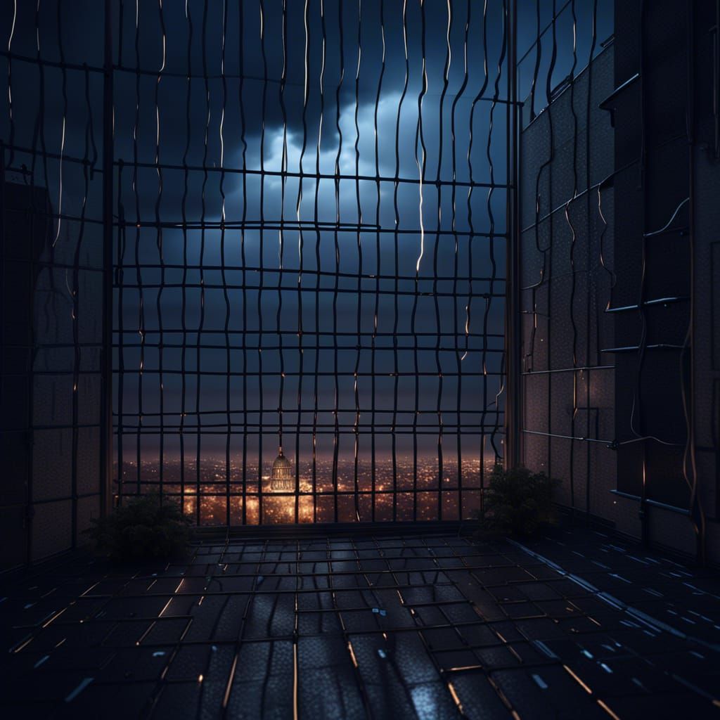 Stormy Night Sky with Grid Lightning