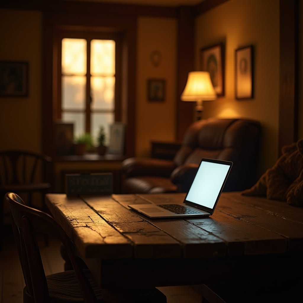 Cozy Domestic Scene in Warm, Golden Tones