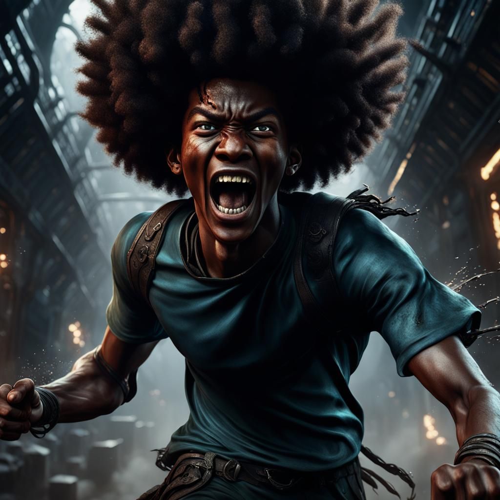 Boy Pulled into Darkness: Detailed Matte Painting