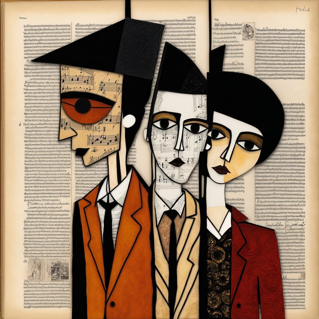 Musicians in 3D Style Inspired by Mixed Media