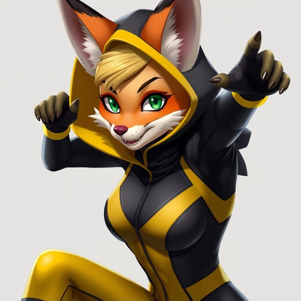 Humanoid Fox in Jumpsuit, Stylized Digital Art