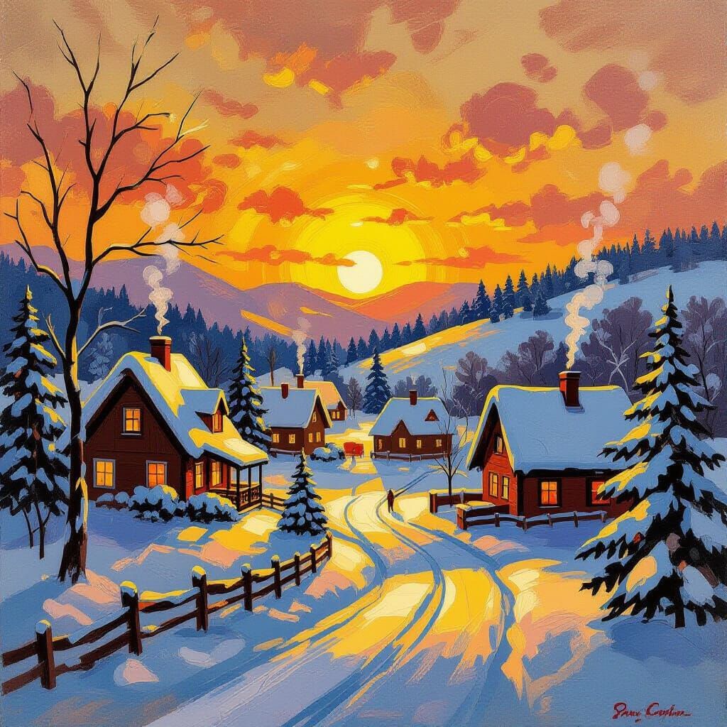 1950s Canadian Christmas Wonderland at Sunset