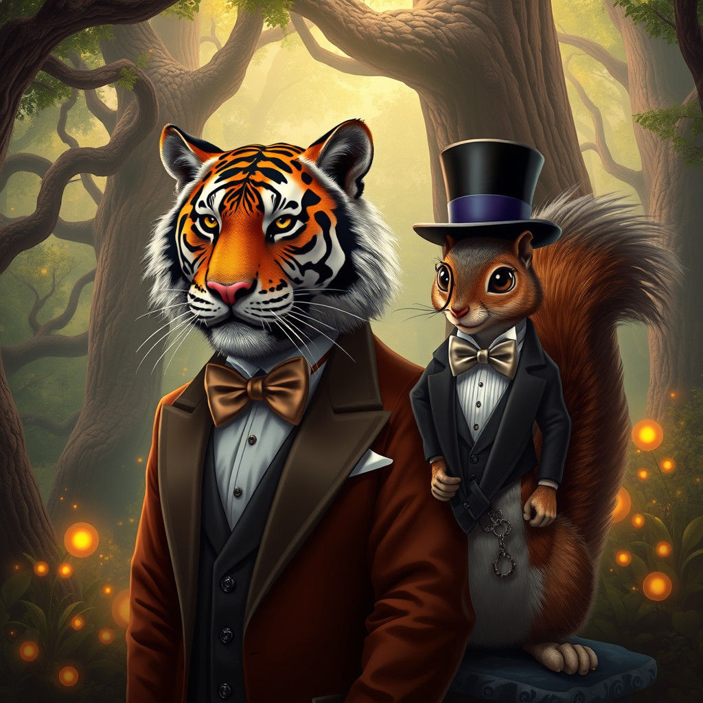 Tiger and Squirrel in Formal Wear