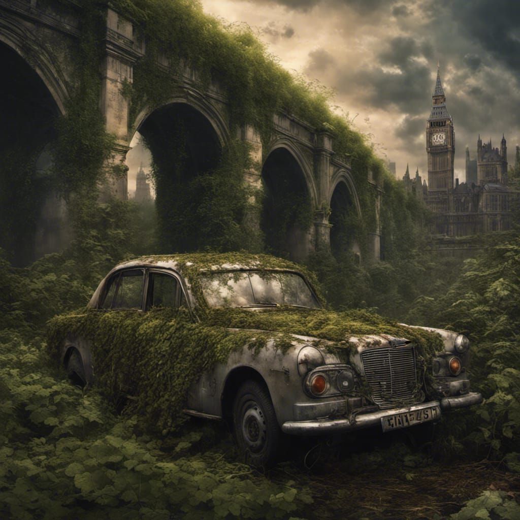 Overgrown London Bridge in Digital Matte Painting