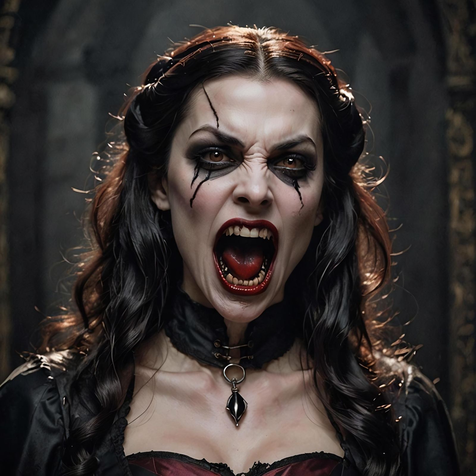 Vampire Woman with Black Tongue
