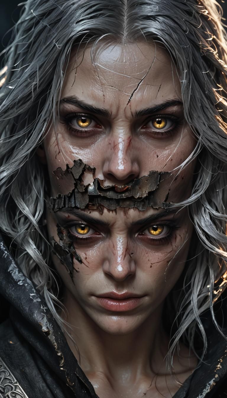 Dark Fantasy Woman in Shadow: 3D Videogame Art