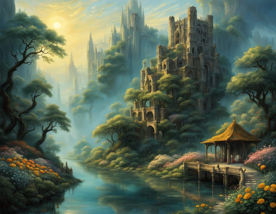 Angel of Serenity in Ancient Gardens