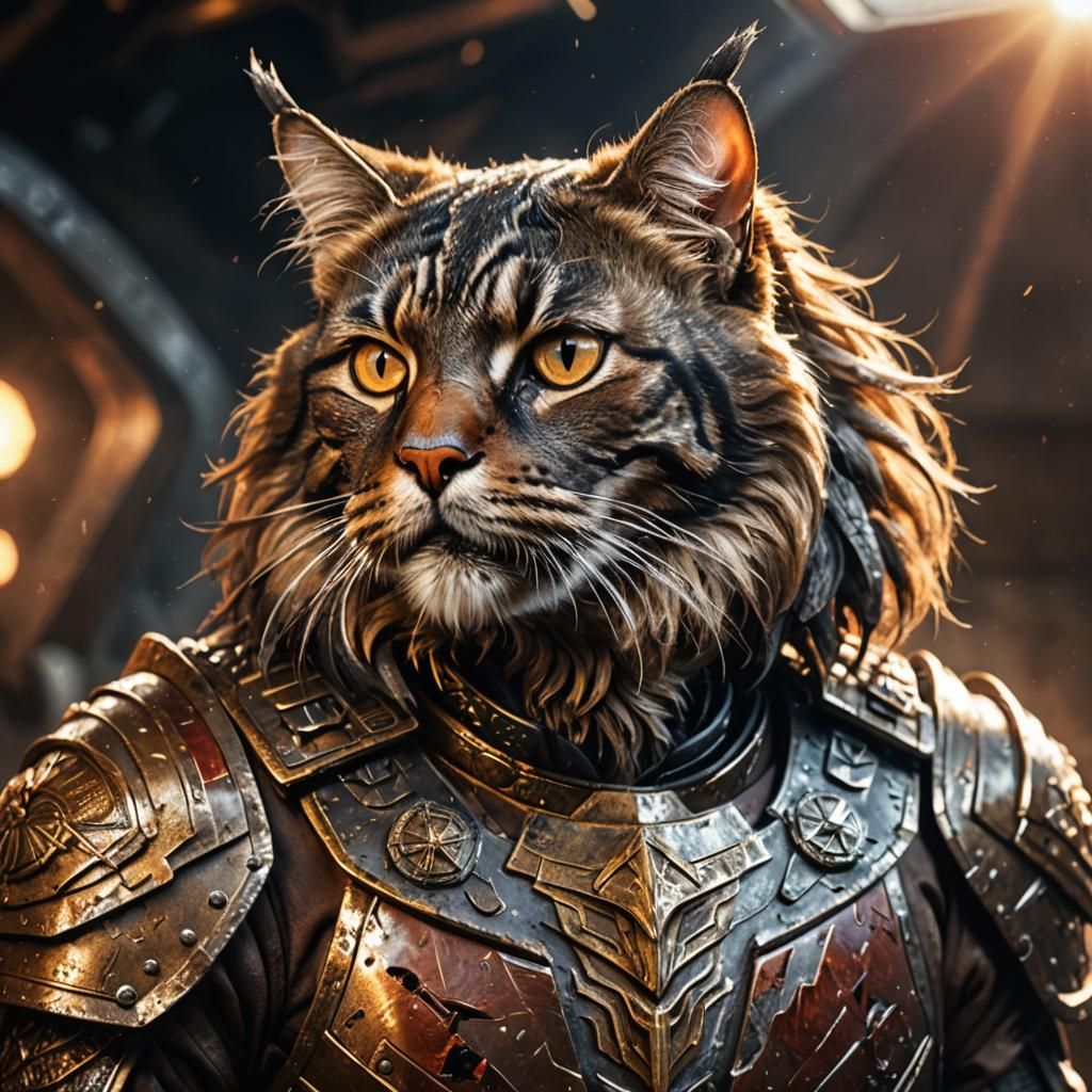 Tabby Cat Warrior in Klingon Uniform