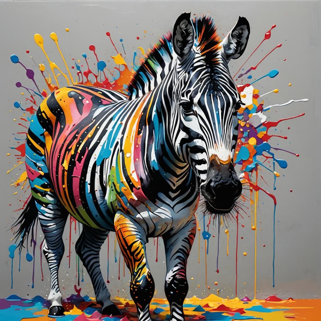 Colorful Zebra Made of Paint Swatches