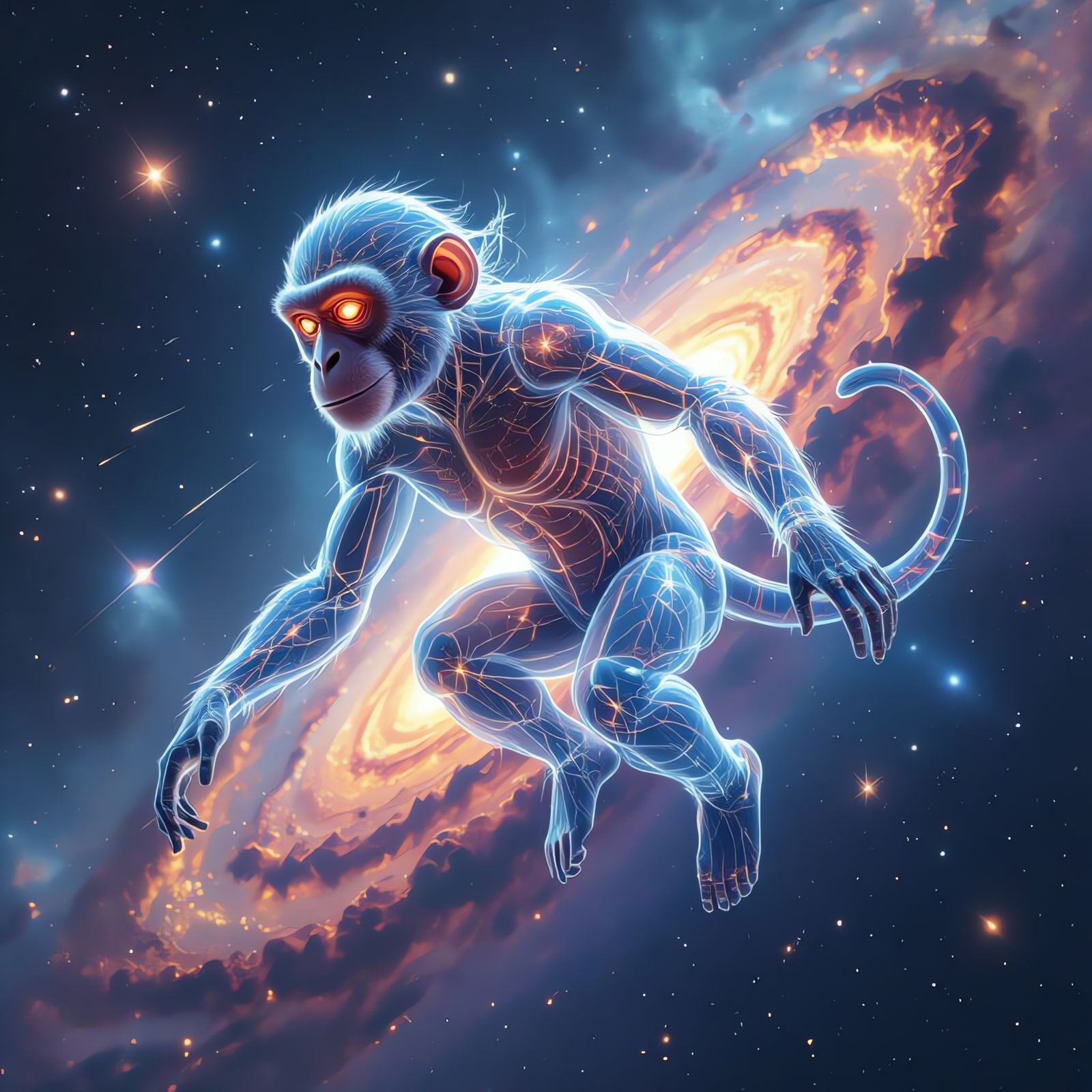 Cosmic Monkey with Galaxy Core, NASA Style