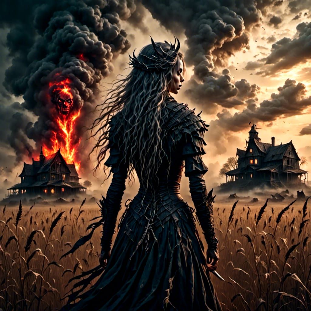 Enchantress Warrior Girds for Battle on Haunted Farm