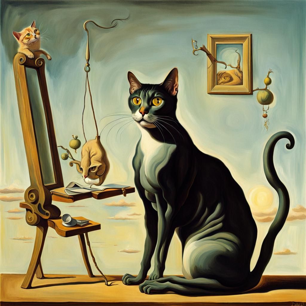 Surreal Feline in a Dreamlike Scene