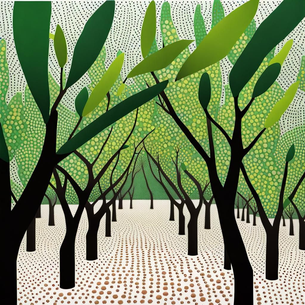 Kinetic Pointillism: Rubber Tree Plant Art