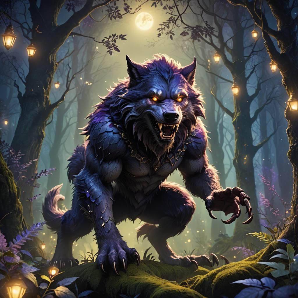 Cute Werewolf in Lush Forest Concept Art