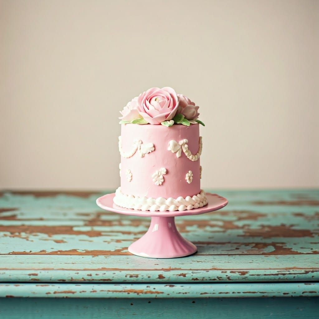 Vintage Pink Cake with Sugar Flowers