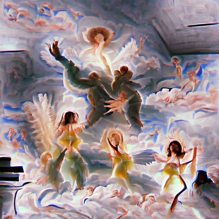 Angels Dancing with God in Heaven