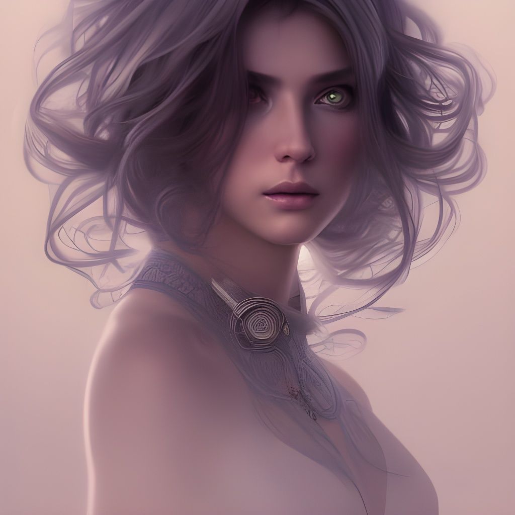 Silver-Eyed Girl Portrait in Hyperdetailed Style