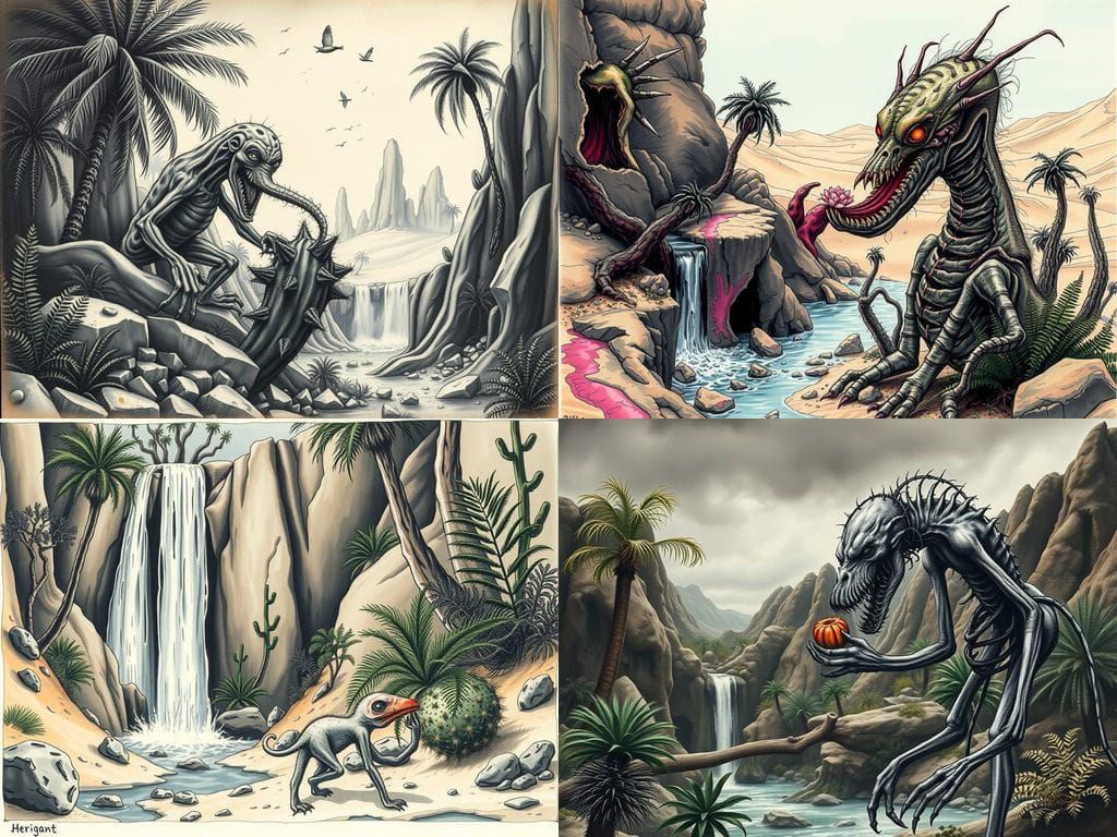 A Lurking Oasis Horror in Dark Grunge Style