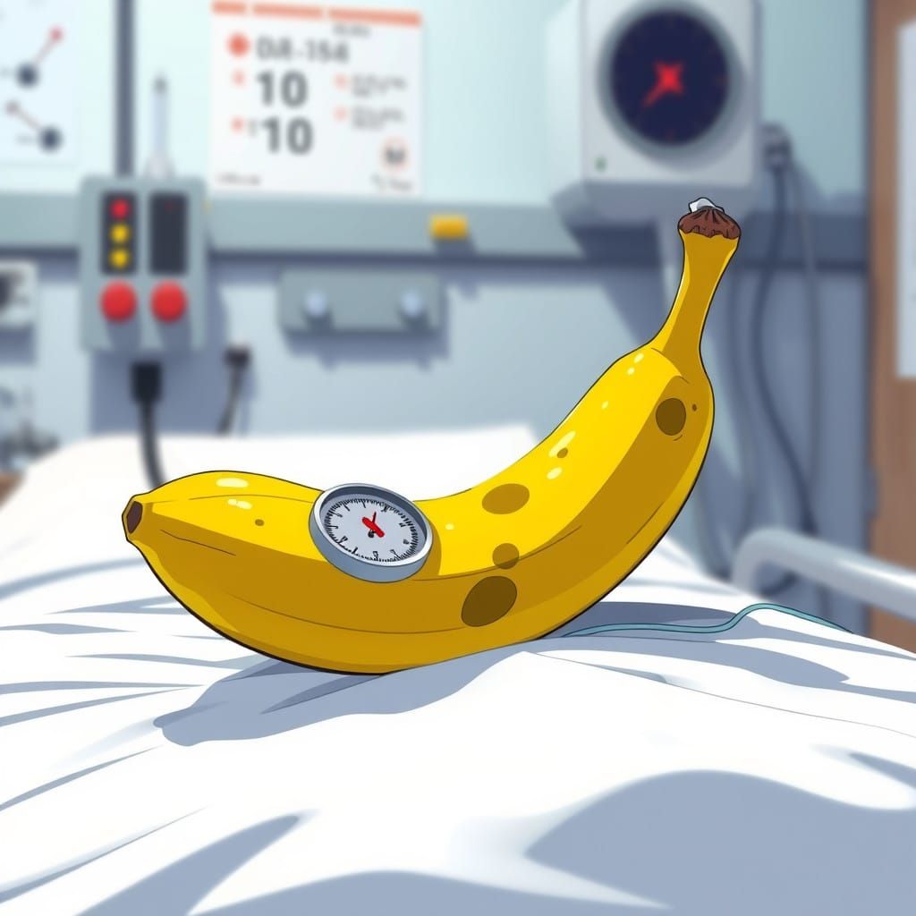 Vibrant Banana Patient in Anime-Style Hospital Scene