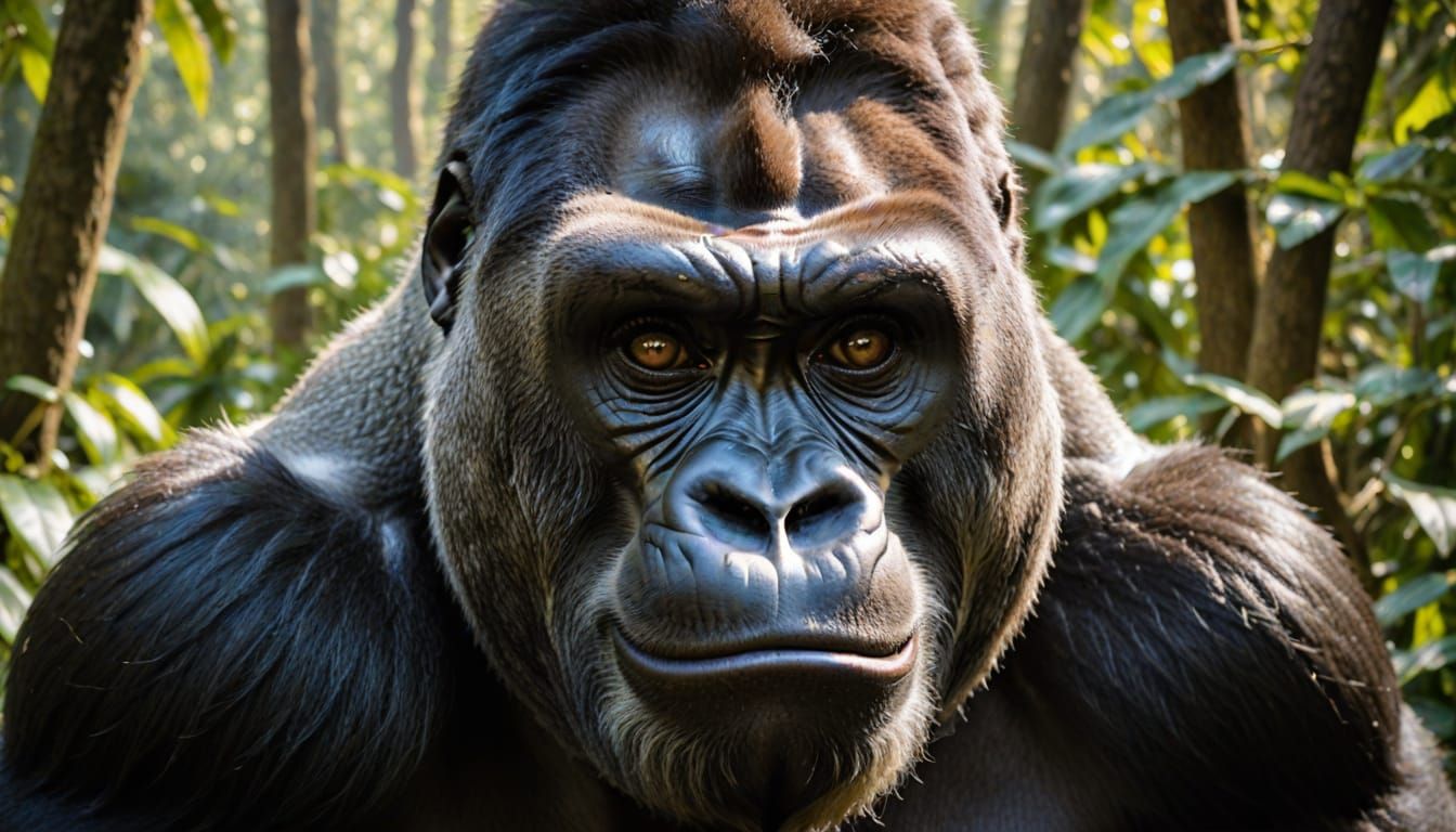 an ugly gorilla Silly Selfie (open prompt)....