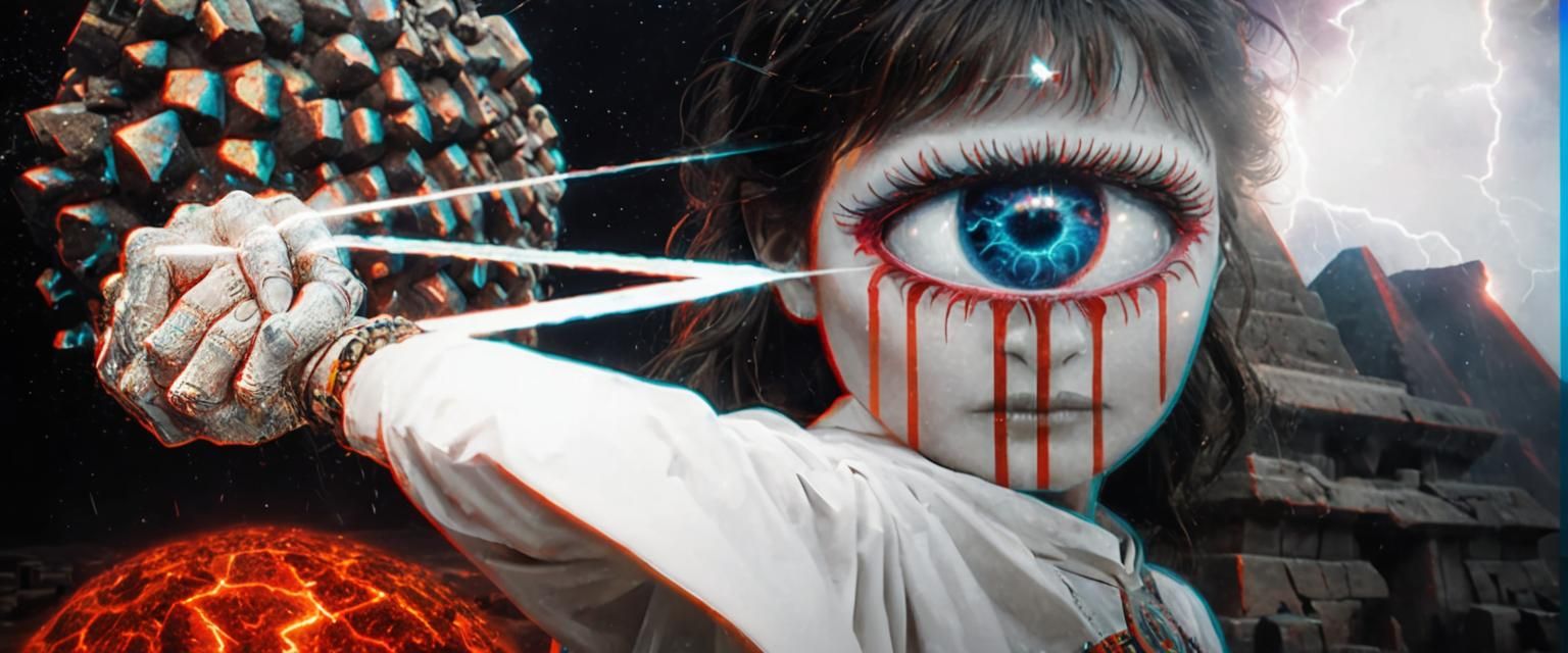 Ethereal Cosmic Art: Ascended Self Before Pyramids