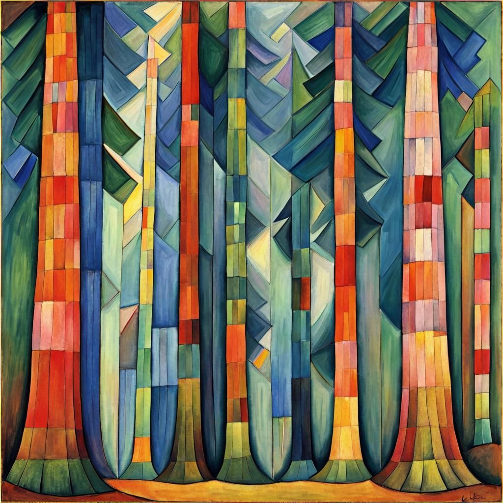 Redwood Forest in Paul Klee Style