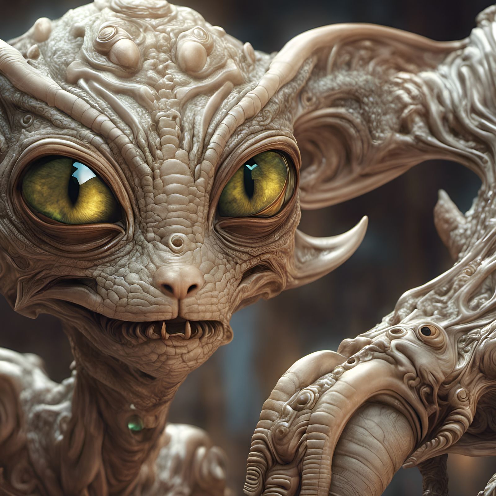 Happy Alien People and Pets in Detailed 8k