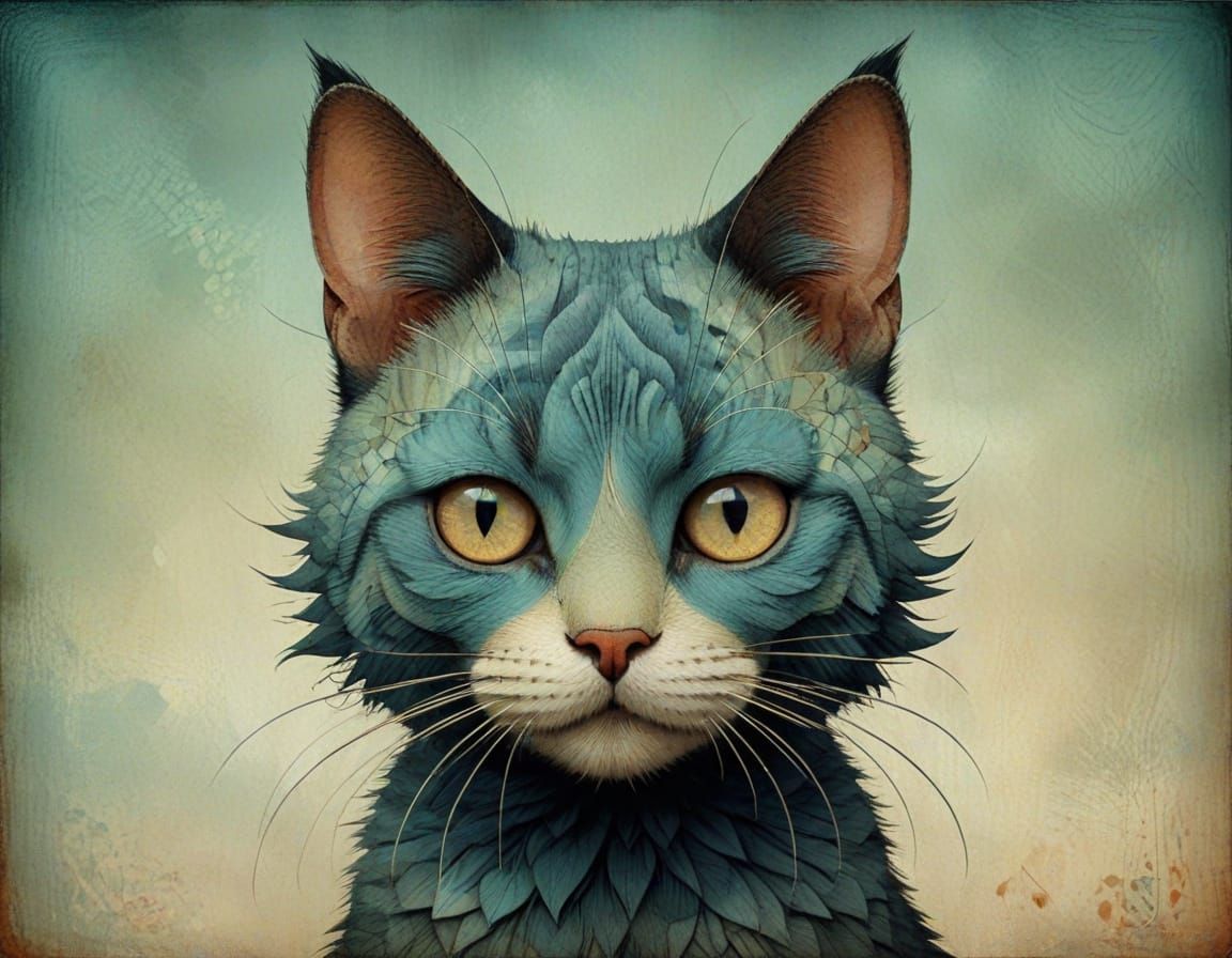 Surrealist Feline Form in Modern Art Style