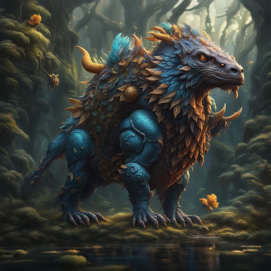 Fantastical Hybrid Creature in Detailed Matte Painting