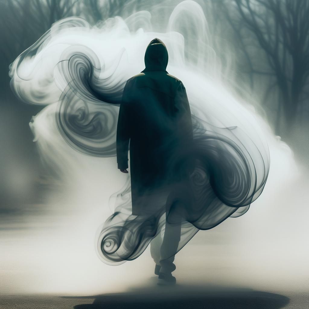Ethereal Smoke Forms Human Silhouette