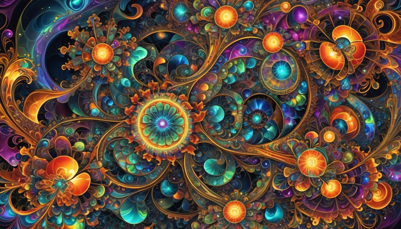Psychedelic Fractal Art with Electric Patterns