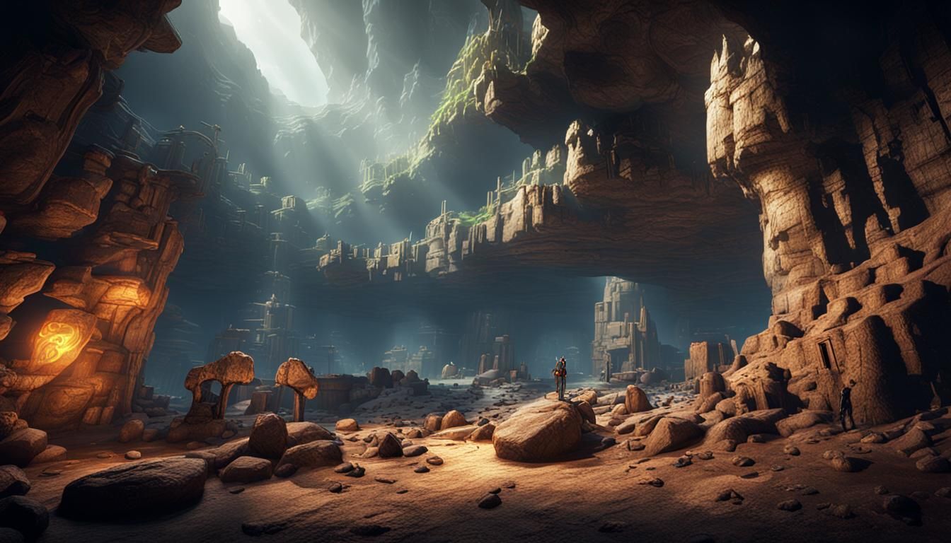 Epic Mine Cavern Landscape in 3D Game Style