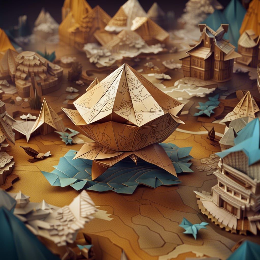 Steampunk Genshin Impact Fontaine in Origami Style