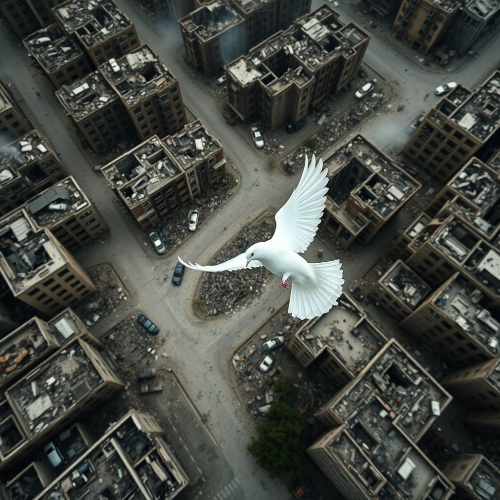 Ruins of a Devastated European City at War