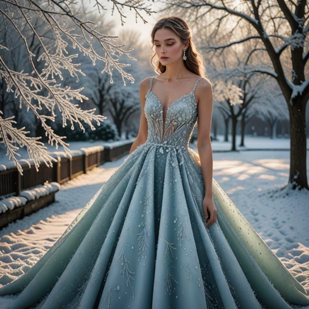 Stunning Gown Made of Frosted Dew Drops