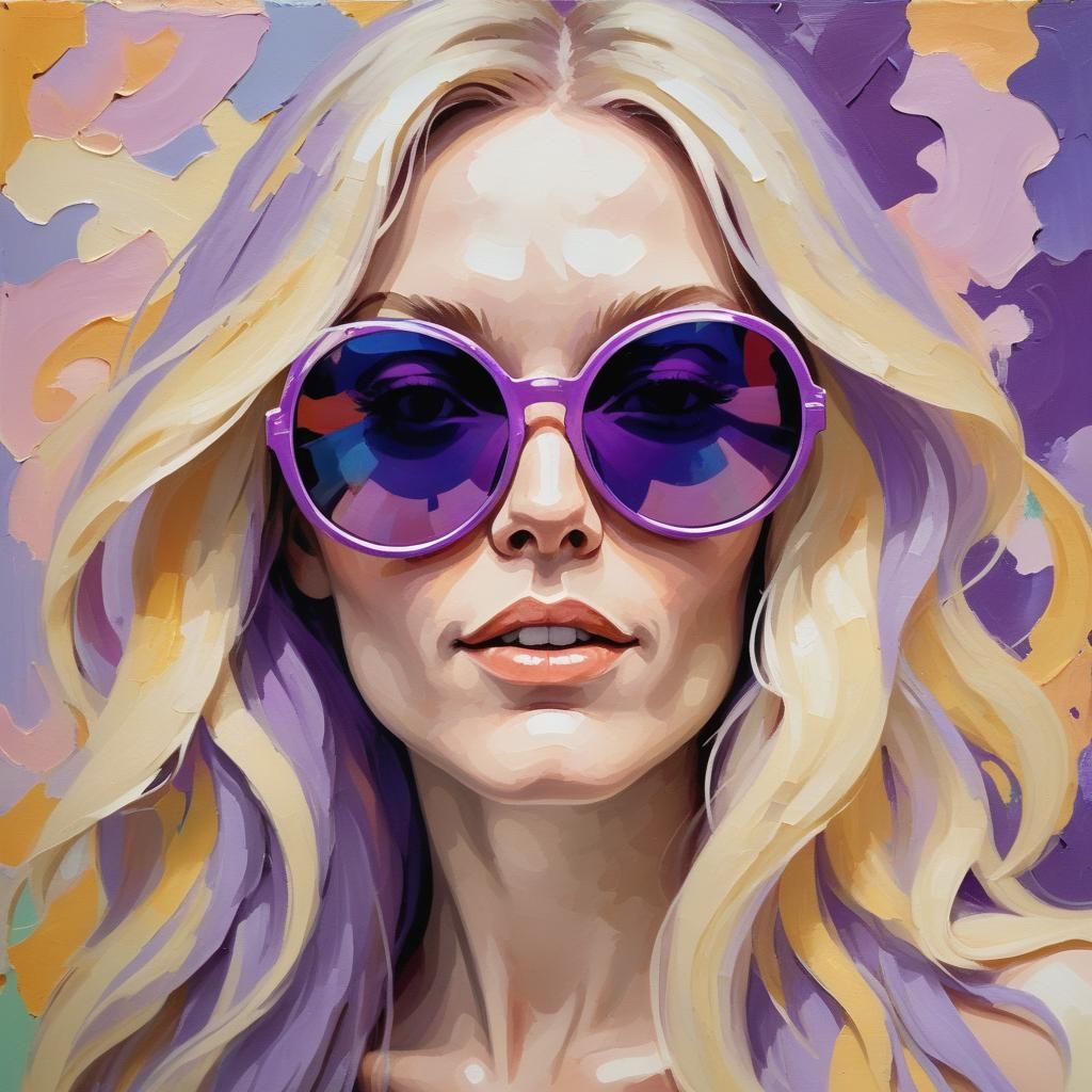 1970s Fashion Icon: An Impasto Painting with Zoom Burst