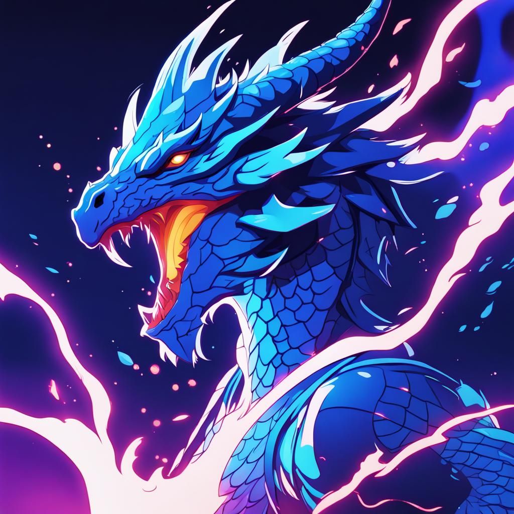 Dragon Prince with Neon Outline in Hyperrealistic Style