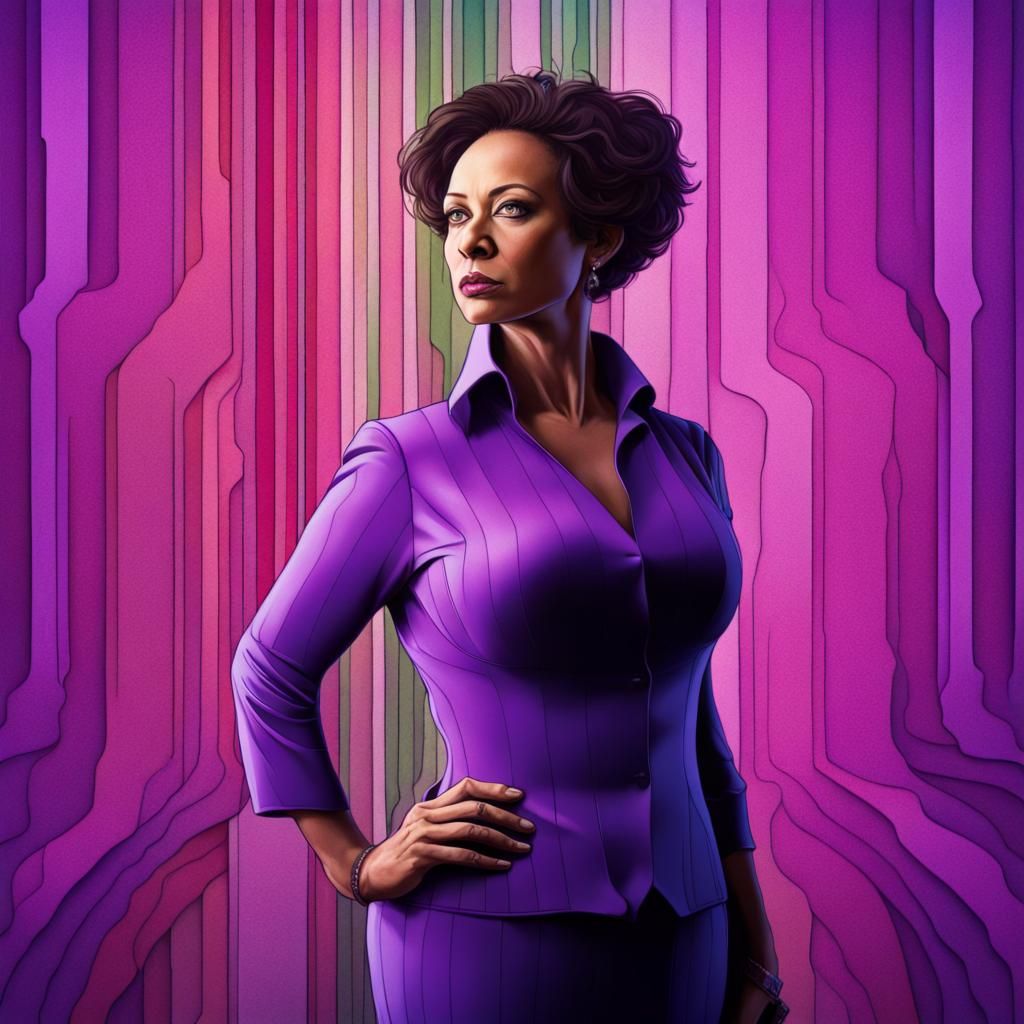 Stylish Businesswoman in Front of Abstract Lines