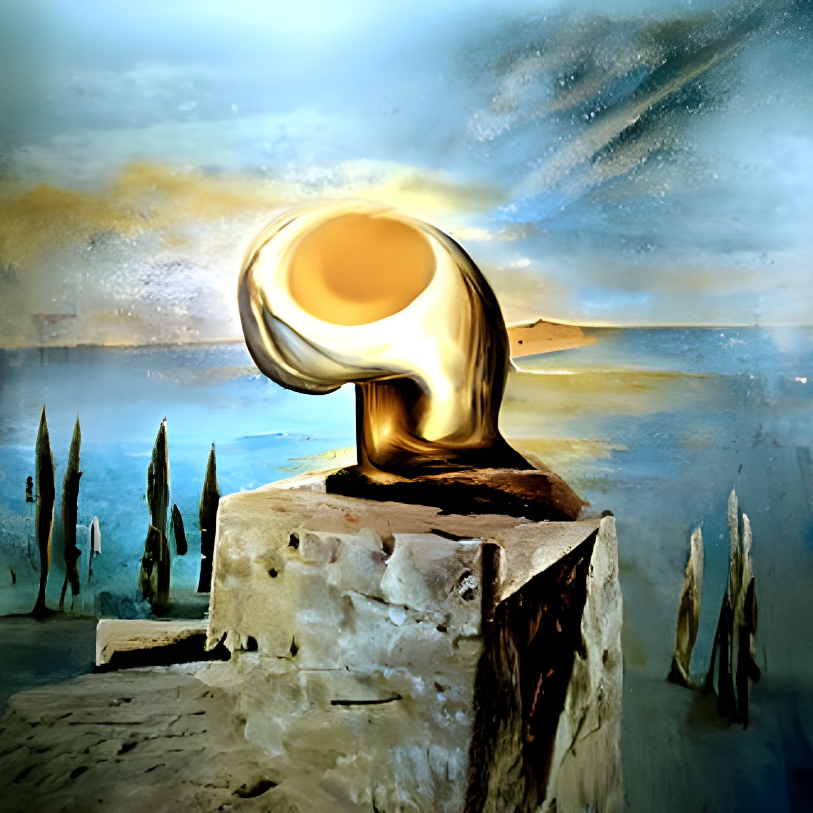 Brancusi's Stone Sun in Sodoma: Surrealist Oil Painting