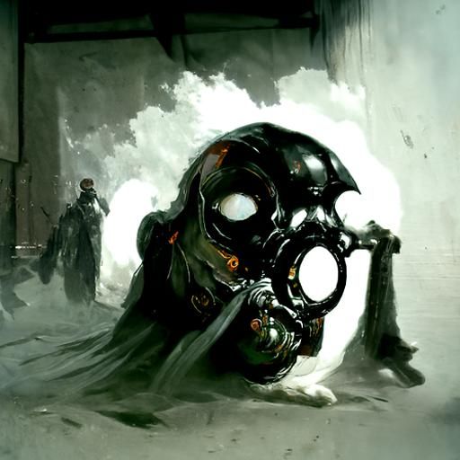 Sinister Gas Mask Horror Art by Rutkowski