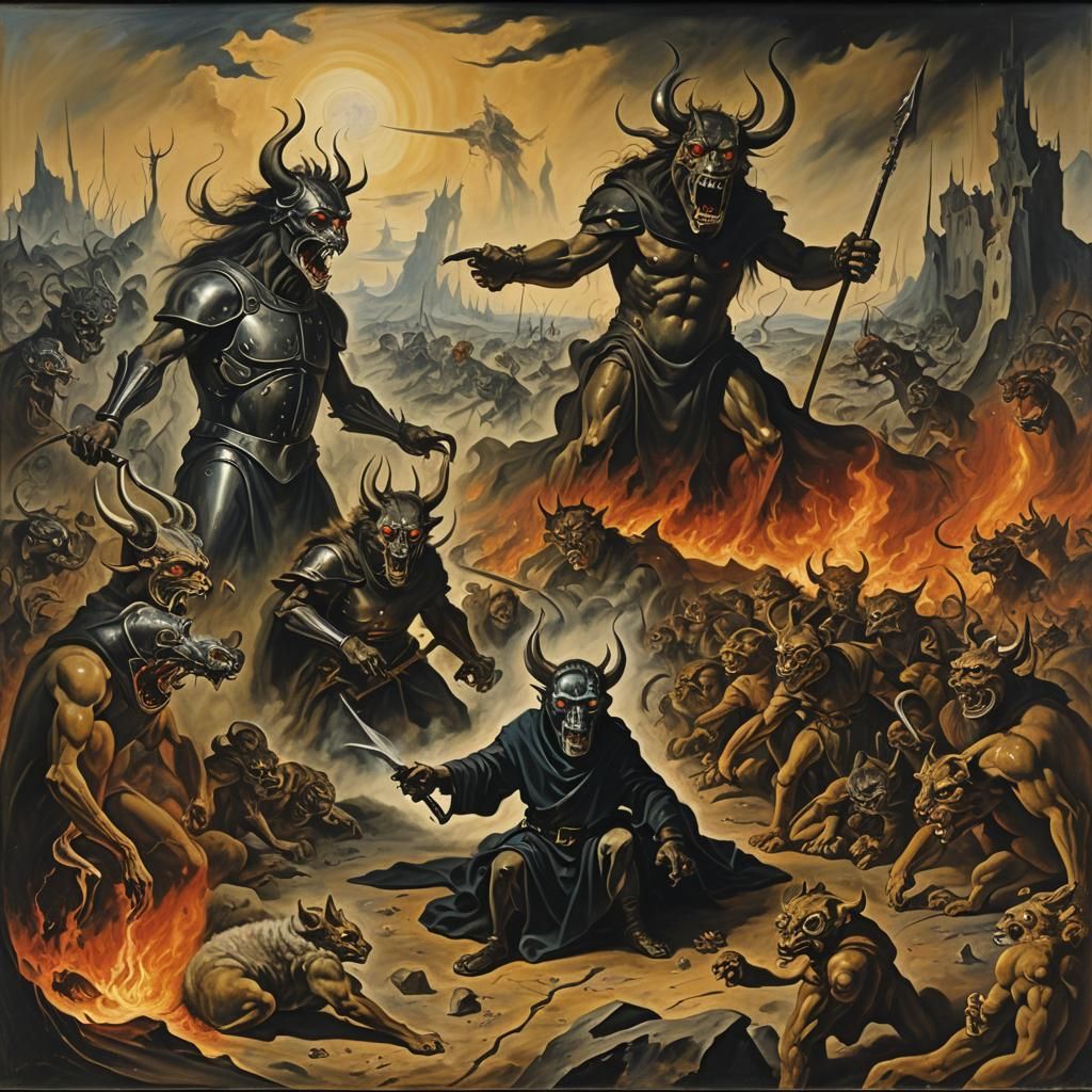 Hell vs Furries: A Surreal Dark Ages Painting