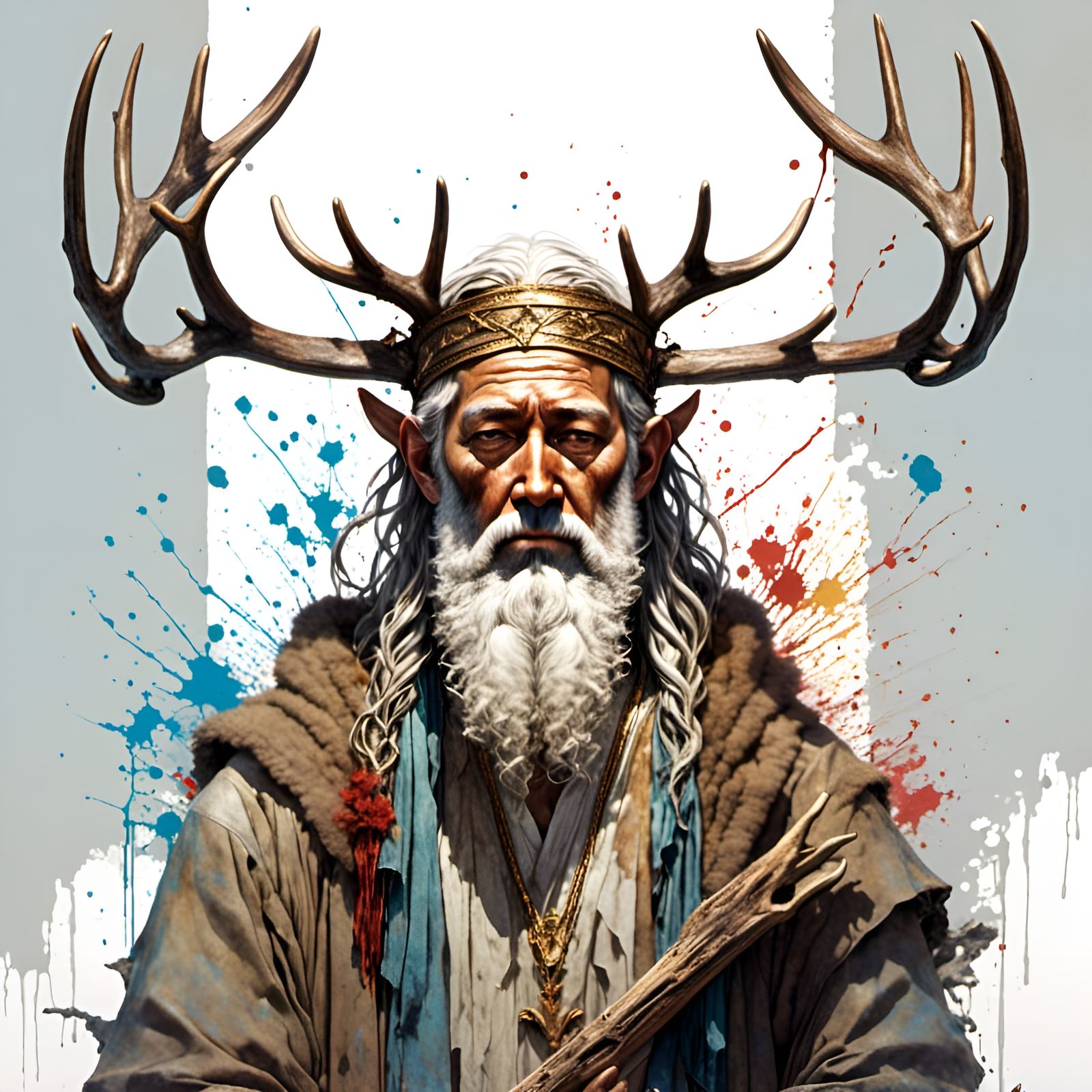 Moses with Antlers: Graffiti Portrait