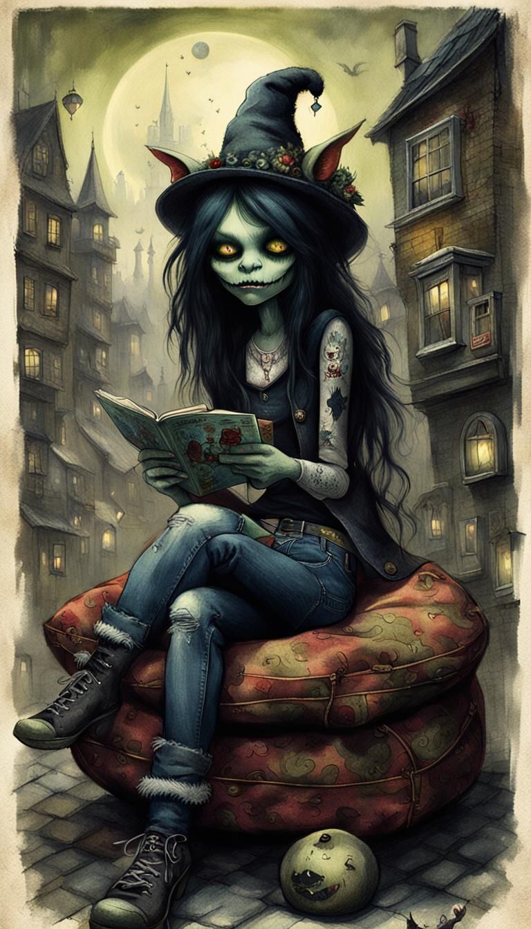 Goblin Lass in Gravure Style Illustration