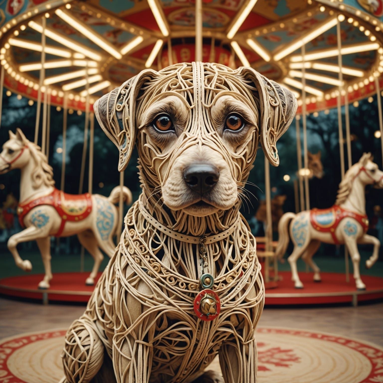 String Dog with Enchanted Carousel, Serge Danot Style