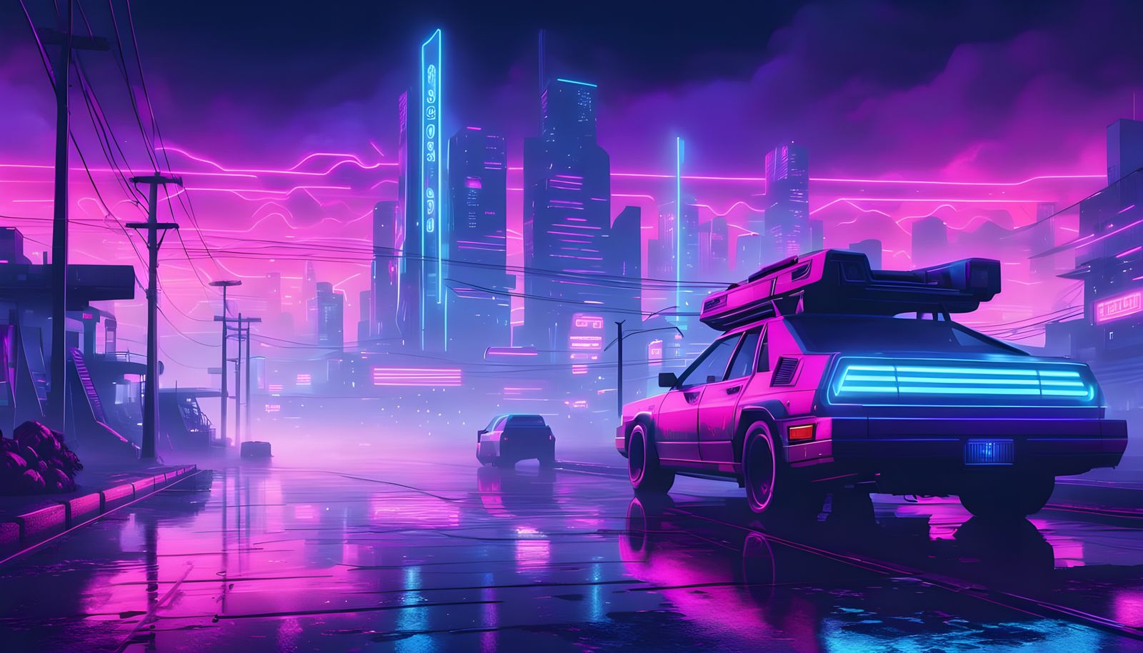 Synthwave Neon Mist: Retro Pixelated Fog