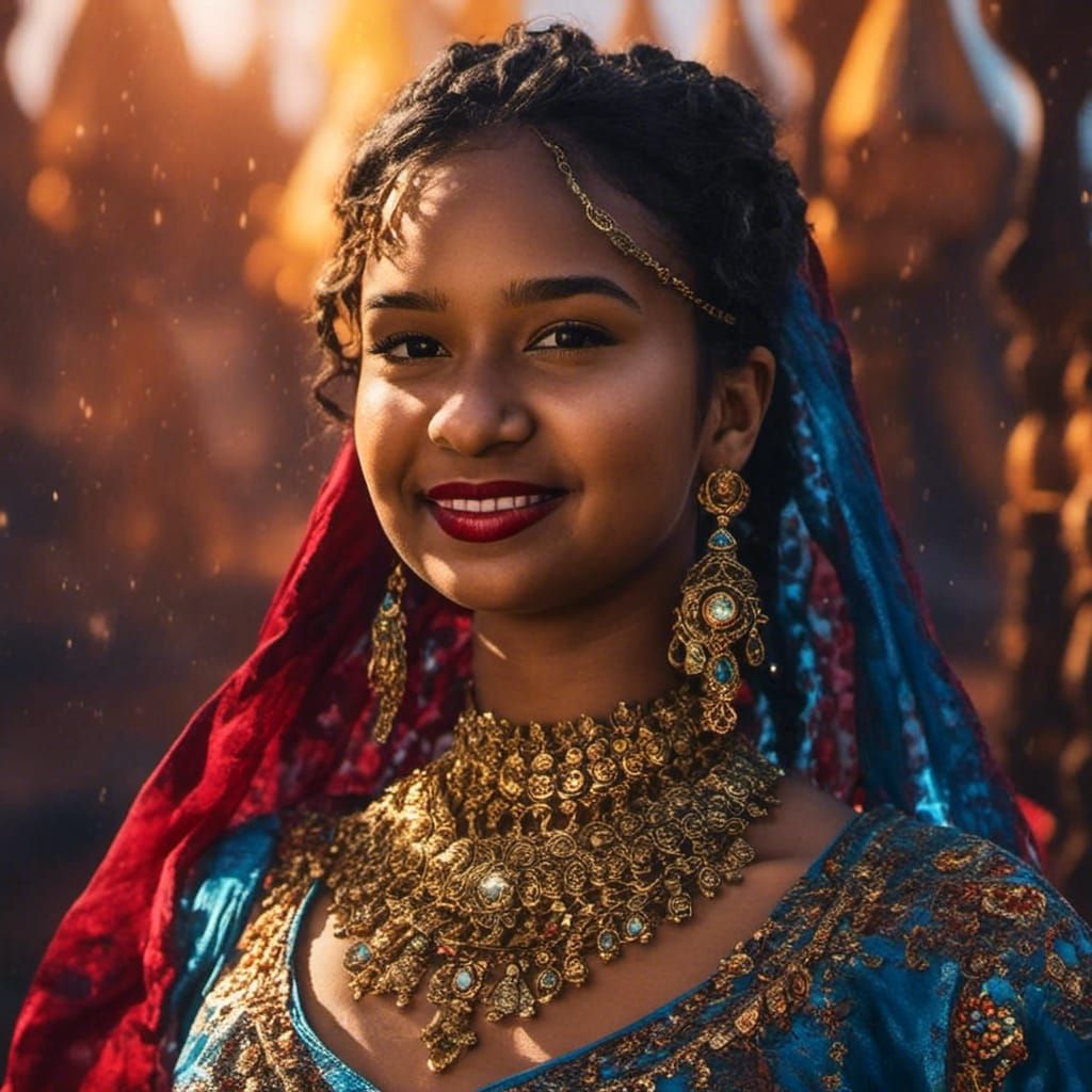 Hyperrealistic Portrait of Woman in Futuristic Jewelry