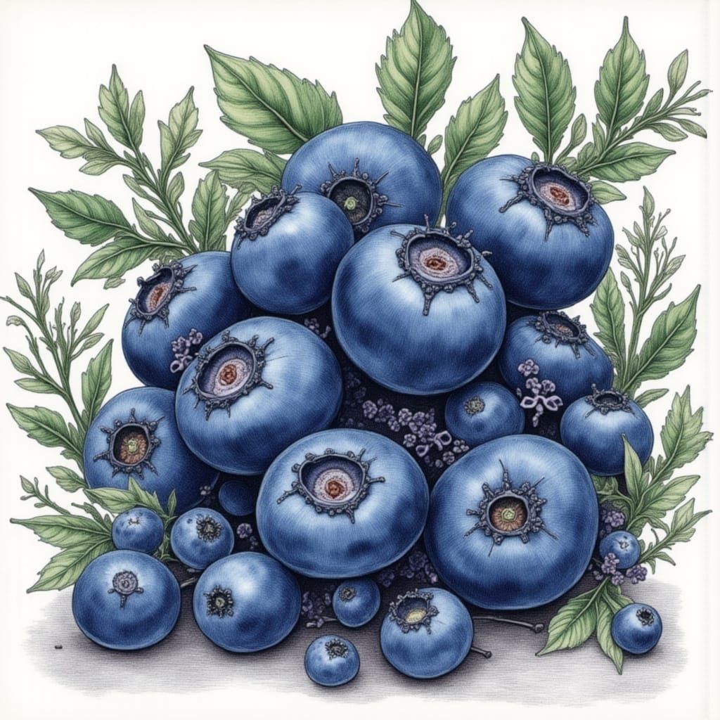 Vibrant Blueberries in Artistic Style