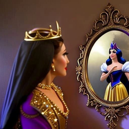 Evil Queen Grimhilde and the Magic Mirror