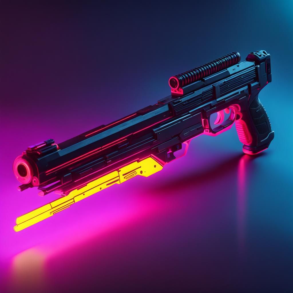 Cyberpunk Machine Gun with Neon Lighting