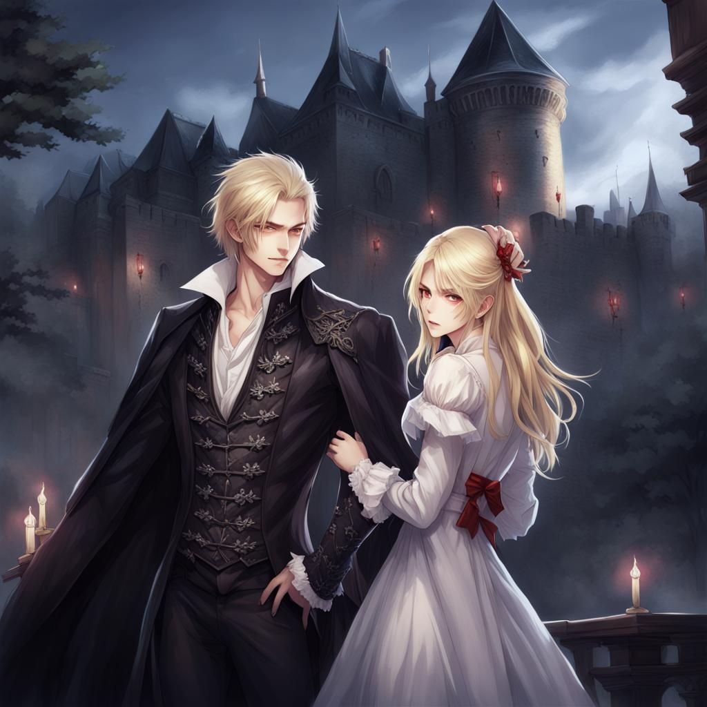 Attractive Vampire in Romantic Era Clothing, Anime Style